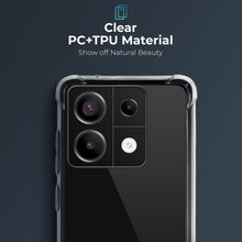 Charger l'image dans la galerie, Moozy Shockproof Silicone Phone Case for Xiaomi Redmi Note 13 Pro 5G and Poco X6 5G - Transparent Case with Shock Absorbing 3D Corners Crystal Clear Protective Soft TPU Silicone Cover