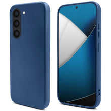 Cargar imagen en el visor de la galería, Moozy Lifestyle. Silicone Case for Samsung S23, Midnight Blue - Liquid Silicone Lightweight Cover with Matte Finish and Soft Microfiber Lining, Premium Silicone Case