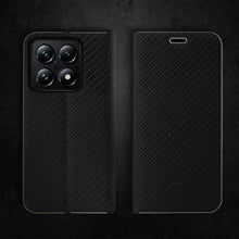 Cargar imagen en el visor de la galería, Moozy Wallet Phone Case for Xiaomi 14T Pro 5G, Carbon - Flip Case with Metallic Border Design Magnetic Closure Flip Cover for Xiaomi 14T Pro with Card Holder and Kickstand Function, Black