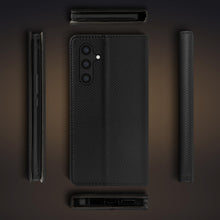 Afbeelding in Gallery-weergave laden, Moozy Flip Case for Samsung A54 5G, Black - Flip Phone Case with Card Holder and Stand, Flip Cover with Pattern, Credit Card Slots, Magnetic Wallet Case