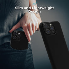 Charger l'image dans la galerie, Moozy Lifestyle. Premium Silicone Phone case for iPhone 16 Pro, 6.3-inch, Liquid Silicone Lightweight Cover for iphone 16 Pro Shockproof with Matte Finish and Soft Microfiber Lining, Black
