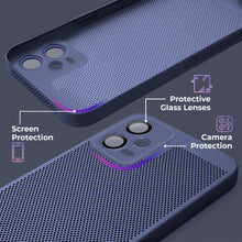 Ladda upp bild till gallerivisning, Moozy VentiGuard Phone Case for Xiaomi Redmi Note 12 Pro 5G, Blue - Breathable Cover with Perforated Pattern for Air Circulation, Ventilation, Anti-Overheating Phone Case