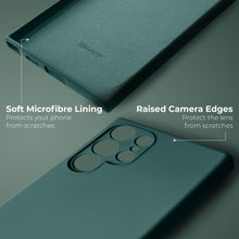 Lade das Bild in den Galerie-Viewer, Moozy Lifestyle. Silicone Case for Samsung S24 Ultra, Dark Green - Liquid Silicone Lightweight Cover with Matte Finish and Soft Microfiber Lining, Premium Silicone Case