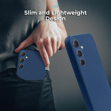 Load image into Gallery viewer, Moozy Lifestyle. Silicone Case for Samsung A34 5G, Midnight Blue - Liquid Silicone Lightweight Cover with Matte Finish and Soft Microfiber Lining, Premium Silicone Case