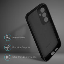 Lade das Bild in den Galerie-Viewer, Moozy Lifestyle. Liquid Silicone Phone Case for Samsung galaxy S24 5G, Liquid Silicone Lightweight Cover for samsung S24 with Matte Finish and Soft Microfiber Lining, Black