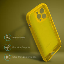 Cargar imagen en el visor de la galería, Moozy Lifestyle. Silicone Phone Case for iPhone 15 Pro Max, 6.7-inch, Liquid Silicone Shockproof Bumper Cover with Matte Finish and Soft Microfiber Lining, Premium Silicone Case, Yellow