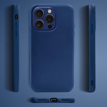 Lade das Bild in den Galerie-Viewer, Moozy Lifestyle. Silicone Phone Case for iPhone 15 Pro Max, 6.7-inch, Liquid Silicone Shockproof Bumper Cover with Matte Finish and Soft Microfiber Lining, Premium Silicone Case, Dark blue