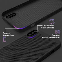 Załaduj obraz do przeglądarki galerii, Moozy VentiGuard Phone Case for iPhone X / XS, Black, 5.8-inch - Breathable Cover with Perforated Pattern for Air Circulation, Ventilation, Anti-Overheating Phone Case