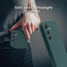 Load image into Gallery viewer, Moozy Lifestyle. Silicone Case for Samsung A34 5G, Dark Green - Liquid Silicone Lightweight Cover with Matte Finish and Soft Microfiber Lining, Premium Silicone Case