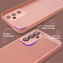 Afbeelding in Gallery-weergave laden, Moozy VentiGuard Phone Case for Samsung A54 5G, Pastel Pink - Breathable Cover with Perforated Pattern for Air Circulation, Ventilation, Anti-Overheating Phone Case