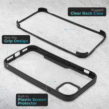 Ladda upp bild till gallerivisning, Moozy 360 Case for iPhone 12 / 12 Pro - Black Rim Transparent Case, Full Body Double-sided Protection, Cover with Built-in Screen Protector
