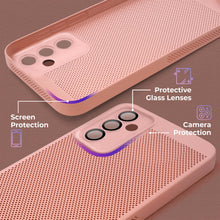 Ladda upp bild till gallerivisning, Moozy VentiGuard Phone Case for Samsung A14, Pastel Pink - Breathable Cover with Perforated Pattern for Air Circulation, Ventilation, Anti-Overheating Phone Case