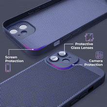 Załaduj obraz do przeglądarki galerii, Moozy VentiGuard Phone Case for iPhone 11, Blue, 6.1-inch - Breathable Cover with Perforated Pattern for Air Circulation, Ventilation, Anti-Overheating Phone Case