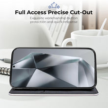 Load image into Gallery viewer, Moozy Wallet Phone Case for Samsung galaxy S24 Ultra, Carbon - Flip Case with Metallic Border Design Magnetic Closure Flip Cover for samsung S24 Ultra with Card Holder and Kickstand Function, Black