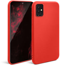 Ladda upp bild till gallerivisning, Moozy Minimalist Series Silicone Phone Case for Samsung Galaxy A51 5G, Matte Finish Lightweight Mobile Phone Case Ultra Slim Soft Shockproof Protective TPU Cover with Matte Surface, Red