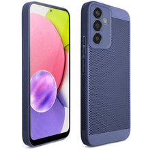 Afbeelding in Gallery-weergave laden, Moozy VentiGuard Phone Case for Samsung A54 5G, Blue - Breathable Cover with Perforated Pattern for Air Circulation, Ventilation, Anti-Overheating Phone Case