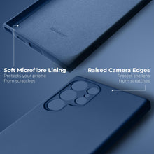 Lade das Bild in den Galerie-Viewer, Moozy Lifestyle. Silicone Case for Samsung S24 Ultra, Midnight Blue - Liquid Silicone Lightweight Cover with Matte Finish and Soft Microfiber Lining, Premium Silicone Case