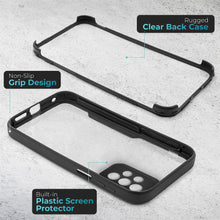 Załaduj obraz do przeglądarki galerii, Moozy 360 Case for Samsung A23 5G/4G - Black Rim Transparent Case, Full Body Double-sided Protection, Cover with Built-in Screen Protector