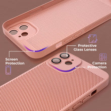 Cargar imagen en el visor de la galería, Moozy VentiGuard Phone Case for iPhone 11, Pastel Pink, 6.1-inch - Breathable Cover with Perforated Pattern for Air Circulation, Ventilation, Anti-Overheating Phone Case
