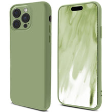 Load image into Gallery viewer, Moozy Lifestyle. Silicone Phone Case for iPhone 15 Pro Max, 6.7-inch, Liquid Silicone Shockproof Bumper Cover with Matte Finish and Soft Microfiber Lining, Premium Silicone Case, Mint green