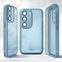 Ladda upp bild till gallerivisning, Moozy LumiCase Phone case for samsung S23 Transparent, Case for samsung s23 shockproof, TPU Cover for galaxy s23 with Camera Lens Protector, Case for samsung galaxy s23, Blue