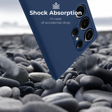 Lade das Bild in den Galerie-Viewer, Moozy Lifestyle. Silicone Case for Samsung S24 Ultra, Midnight Blue - Liquid Silicone Lightweight Cover with Matte Finish and Soft Microfiber Lining, Premium Silicone Case