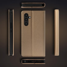 Load image into Gallery viewer, Moozy Flip Case for Samsung A54 5G, Gold - Flip Phone Case with Card Holder and Stand, Flip Cover with Pattern, Credit Card Slots, Magnetic Wallet Case