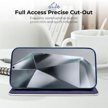 Load image into Gallery viewer, Moozy Wallet Phone Case for Samsung galaxy S24 Ultra, Carbon - Flip Case with Metallic Border Design Magnetic Closure Flip Cover for samsung S24 Ultra with Card Holder, Kickstand Function, Dark Blue