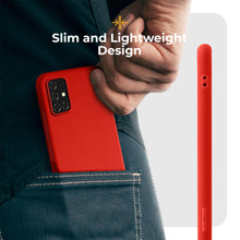 Ladda upp bild till gallerivisning, Moozy Minimalist Series Silicone Phone Case for Samsung Galaxy A51 5G, Matte Finish Lightweight Mobile Phone Case Ultra Slim Soft Shockproof Protective TPU Cover with Matte Surface, Red