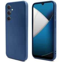 Load image into Gallery viewer, Moozy Lifestyle. Silicone Case for Samsung A34 5G, Midnight Blue - Liquid Silicone Lightweight Cover with Matte Finish and Soft Microfiber Lining, Premium Silicone Case