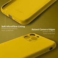 Cargar imagen en el visor de la galería, Moozy Lifestyle. Silicone Phone Case for iPhone 15 Pro Max, 6.7-inch, Liquid Silicone Shockproof Bumper Cover with Matte Finish and Soft Microfiber Lining, Premium Silicone Case, Yellow