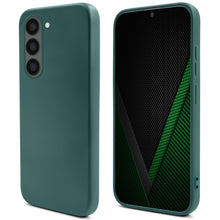 Załaduj obraz do przeglądarki galerii, Moozy Lifestyle. Silicone Case for Samsung S23, Dark Green - Liquid Silicone Lightweight Cover with Matte Finish and Soft Microfiber Lining, Premium Silicone Case