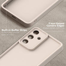 Załaduj obraz do przeglądarki galerii, Moozy RimUP Phone Case for Samsung Galaxy S24 FE, Flexible TPU Bumper Shockproof Raised Edges Cover for Extra Protection, Precise Cutouts and Camera Lens Protecor, Anti-Scratch, Beige