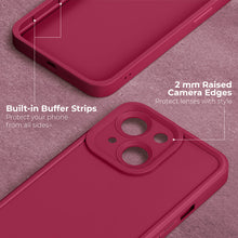 Carica l'immagine nel visualizzatore di Gallery, Moozy RimUP Phone Case for iphone 14, Flexible TPU Bumper Shockproof Raised Edges Cover for Extra Protection, Precise Cutouts and Camera Lens Protector, Anti-Scratch, Wine Red