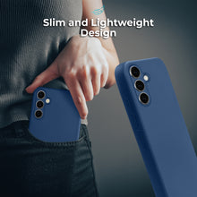 Lade das Bild in den Galerie-Viewer, Moozy Lifestyle. Liquid Silicone Phone Case for Samsung galaxy S25, Liquid Silicone Lightweight Cover for samsung S25 5G with Matte Finish and Soft Microfiber Lining, Dark blue