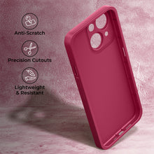 Carica l'immagine nel visualizzatore di Gallery, Moozy RimUP Phone Case for iphone 14, Flexible TPU Bumper Shockproof Raised Edges Cover for Extra Protection, Precise Cutouts and Camera Lens Protector, Anti-Scratch, Wine Red