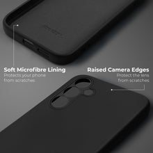 Lade das Bild in den Galerie-Viewer, Moozy Lifestyle. Liquid Silicone Phone Case for Samsung galaxy S25, Liquid Silicone Lightweight Cover for samsung S25 5G with Matte Finish and Soft Microfiber Lining, Black