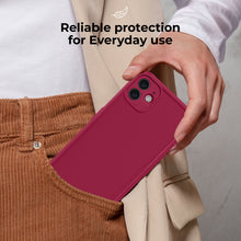 Load image into Gallery viewer, Moozy RimUP Phone Case for iPhone 11, Matte Finish High Edge Protection TPU Cover, Wine Red