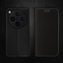 Load image into Gallery viewer, Moozy Wallet Phone Case for Oppo Find X8 Pro, Carbon - Protective Flip Case with Metallic Border Design Magnetic Closure Flip Cover for Oppo Find X8 Pro with Card Holder and Kickstand Function, Black