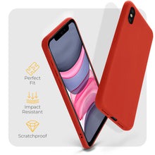 Lade das Bild in den Galerie-Viewer, Moozy Minimalist Series Silicone Phone Case for iPhone X and iPhone XS, Red - Matte Finish Lightweight Mobile Phone Case Slim Soft Protective TPU Cover with Matte Surface