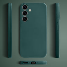 Lade das Bild in den Galerie-Viewer, Moozy Lifestyle. Silicone Phone Case for Samsung galaxy S24, Liquid Silicone Lightweight Cover for samsung S24 5G with Matte Finish and Soft Microfiber Lining, Dark Green