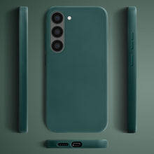 Załaduj obraz do przeglądarki galerii, Moozy Lifestyle. Silicone Case for Samsung S23, Dark Green - Liquid Silicone Lightweight Cover with Matte Finish and Soft Microfiber Lining, Premium Silicone Case