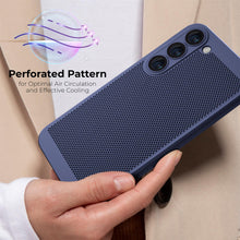 Ladda upp bild till gallerivisning, Moozy VentiGuard Phone Case for Samsung galaxy S23, Breathable Cover for samsung galaxy s23 with Perforated Pattern for Air Circulation, Case for samsung 23, Blue