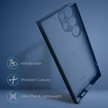 Lade das Bild in den Galerie-Viewer, Moozy Lifestyle. Silicone Case for Samsung S24 Ultra, Midnight Blue - Liquid Silicone Lightweight Cover with Matte Finish and Soft Microfiber Lining, Premium Silicone Case
