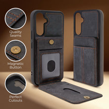Carica l'immagine nel visualizzatore di Gallery, Moozy ElitePocket phone case for Samsung galaxy a54 5g with card holder, back cover with card holder, case for a54 5g, dark gray