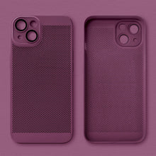 Ladda upp bild till gallerivisning, Moozy VentiGuard Phone Case for iphone 14, 6.1-inch - Breathable Shockproof Bumper Cover with lens protector, Perforated Pattern for Air Circulation, Anti-Overheating Phone Case, Purple