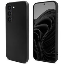 Załaduj obraz do przeglądarki galerii, Moozy Lifestyle. Silicone Case for Samsung S23, Black - Liquid Silicone Lightweight Cover with Matte Finish and Soft Microfiber Lining, Premium Silicone Case