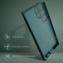 Lade das Bild in den Galerie-Viewer, Moozy Lifestyle. Silicone Case for Samsung S24 Ultra, Dark Green - Liquid Silicone Lightweight Cover with Matte Finish and Soft Microfiber Lining, Premium Silicone Case