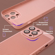 Ladda upp bild till gallerivisning, Moozy VentiGuard Phone Case for iphone 14 pro, 6.1-inch, Breathable Cover for iphone 14 pro with Perforated Pattern for Air Circulation, Hard case for iphone 14 pro, Pink Pastel