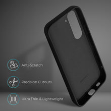 Załaduj obraz do przeglądarki galerii, Moozy Lifestyle. Silicone Case for Samsung S23, Black - Liquid Silicone Lightweight Cover with Matte Finish and Soft Microfiber Lining, Premium Silicone Case